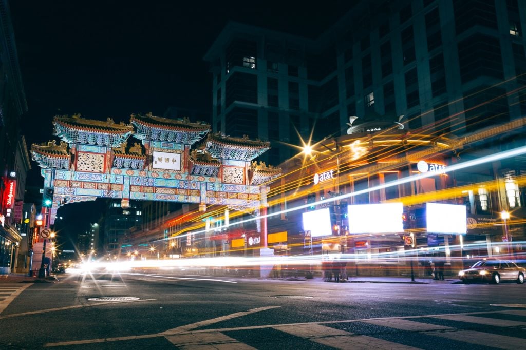 Long Exposure at Night in Washington DC's Chinatown
