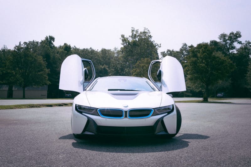 BMW i8 Front View with Doors Open