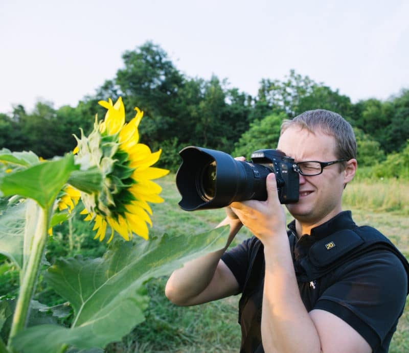 Brandon Kopp Photographing Sunflowers