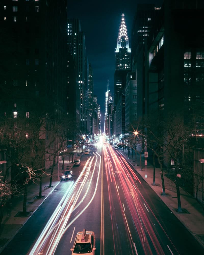 View from Tudor Bridge at Night in NYC