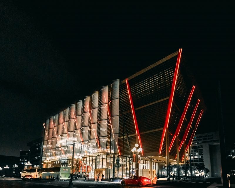 Exterior of the Spy Museum at Night