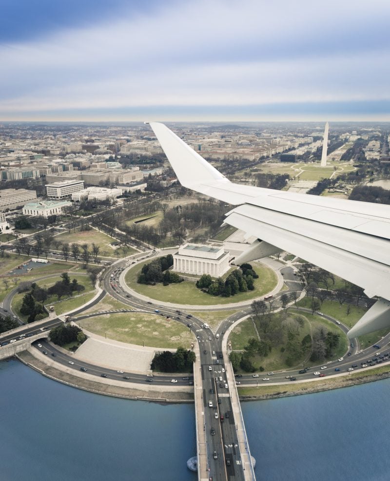 Aerial view of Washington DC from a Flight Into DCA