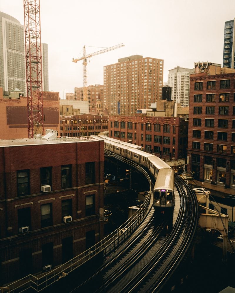 Overlook Metro Trains at Wells Kinzie Garage