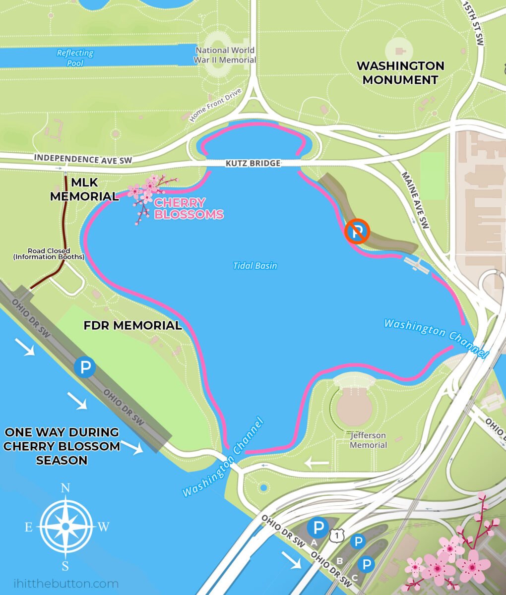Parking map for DC cherry blossoms