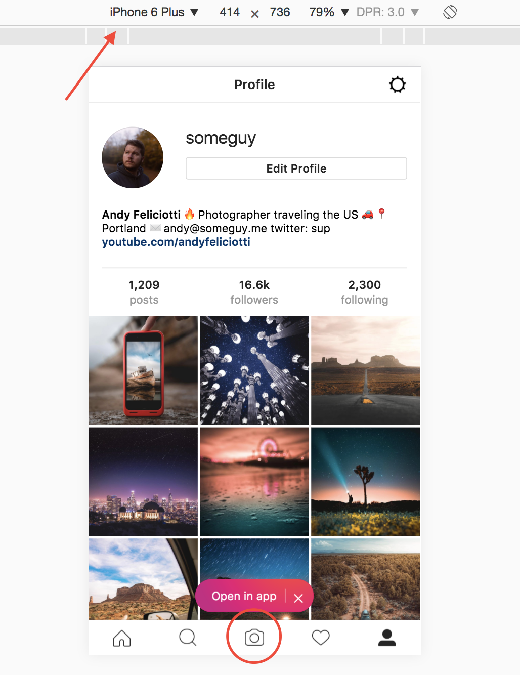 instagram profile page iphone