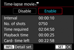 Canon 5d Mark Iv Timelapse Options Screen