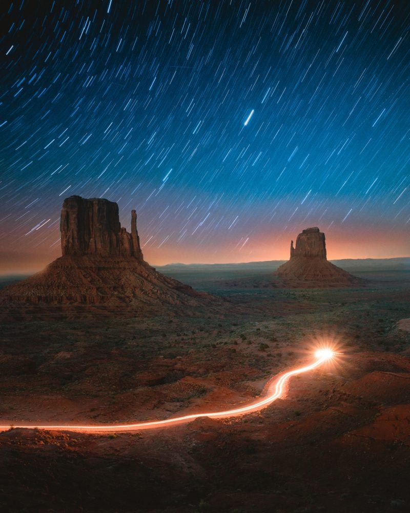 Long Exposure Galaxy Monument Valley