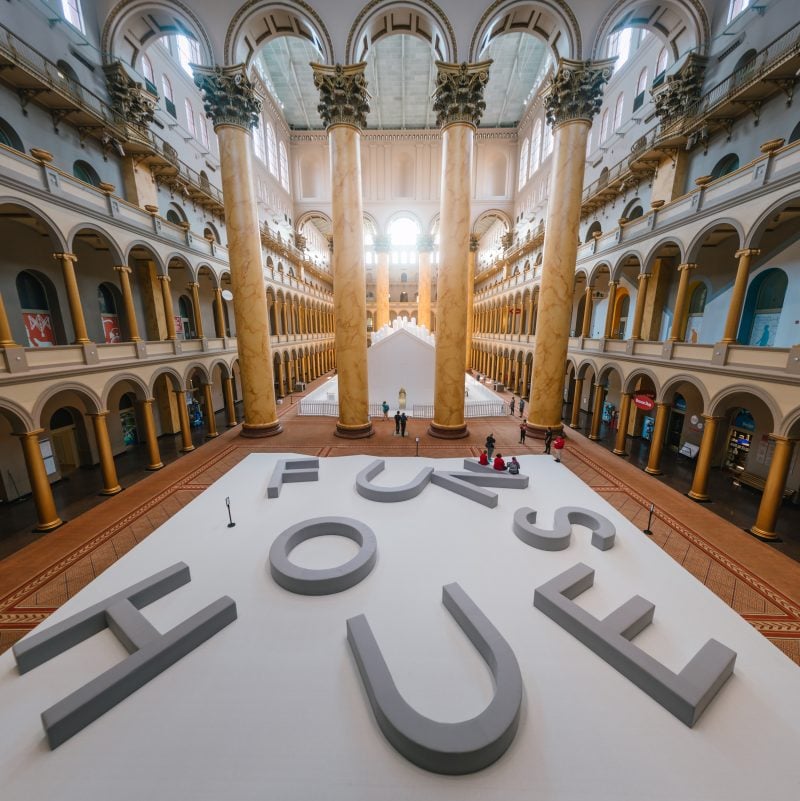 The entrance to Fun House in the main hall of the Building Museum