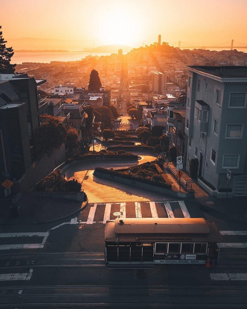 Lombard Street Sunset Drone Andrewoptics