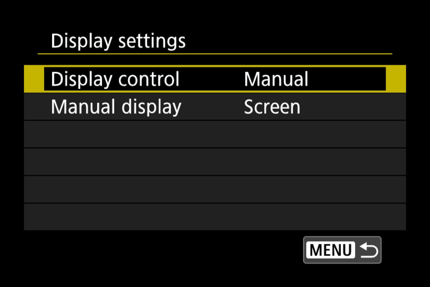 Setting registering. Quick menu Canon. Custom menu.