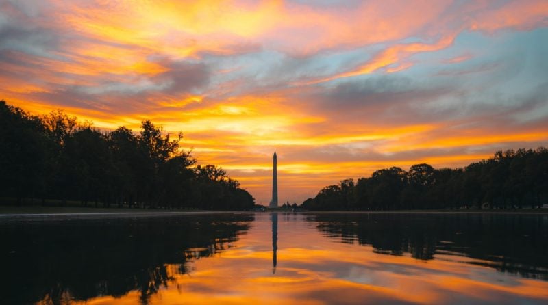 Sunrise at the Lincoln Memorial Reflecting Pool