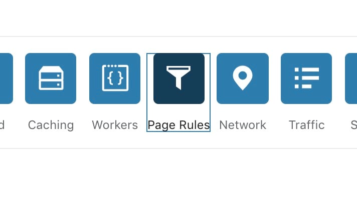 Cloudflare Page Rules Tab