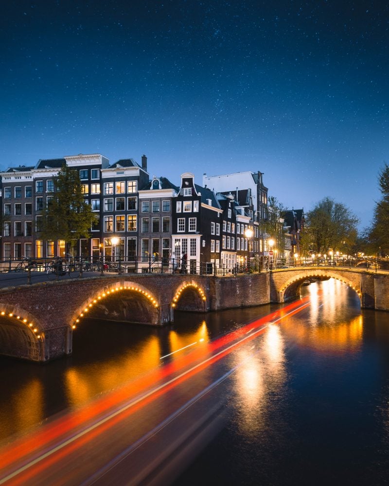 7 Bridges Amsterdam Nl Night Canal