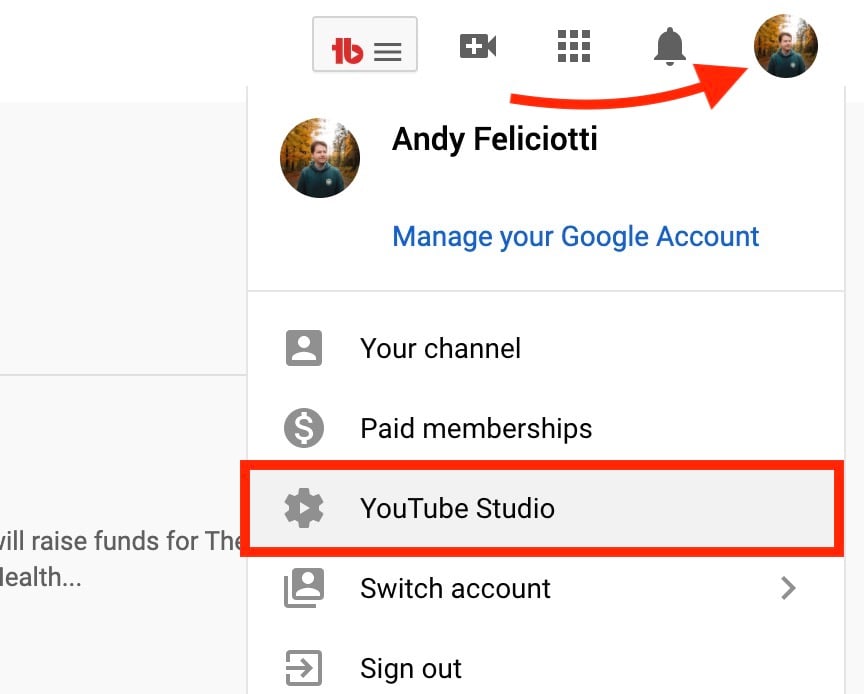 How to login  account in yt studio