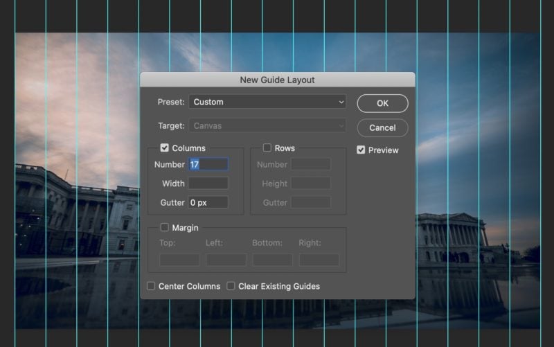 Creating a guide layout in Photoshop for your time slice