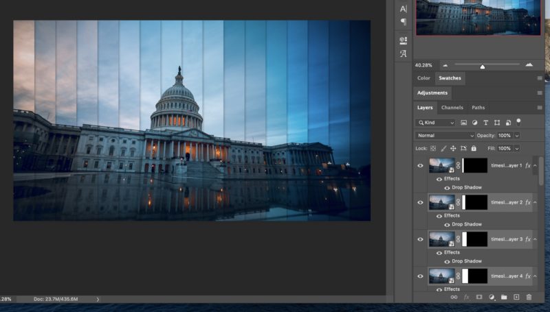 Time slice image with shadows in Photoshop