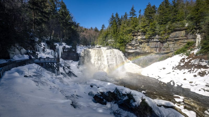 Blackwater Falls covered in ice