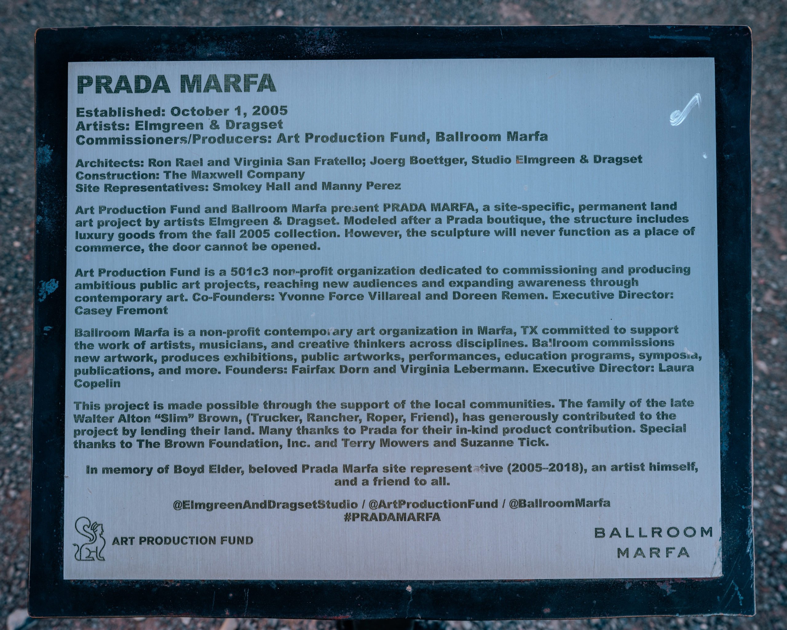 Prada Marfa information plaque