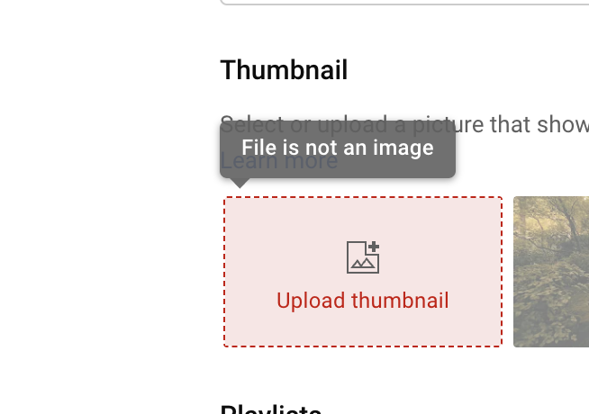 Uploading an incorrect file type to YouTube