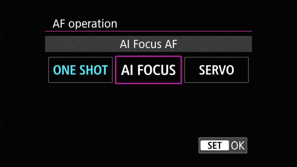 Canon EOS R50 AI focus settings